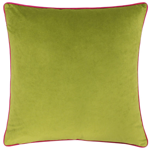 Plain Green Cushions - Meridian Velvet Cushion Cover Lime/Hot Pink Paoletti