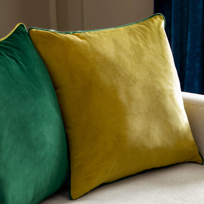 Plain Green Cushions - Meridian Velvet Cushion Cover Moss/Emerald Paoletti