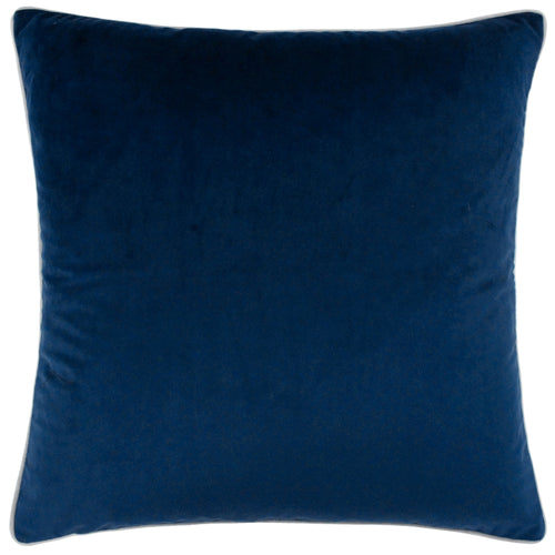 Plain Blue Cushions - Meridian Velvet Cushion Cover Navy/Silver Paoletti