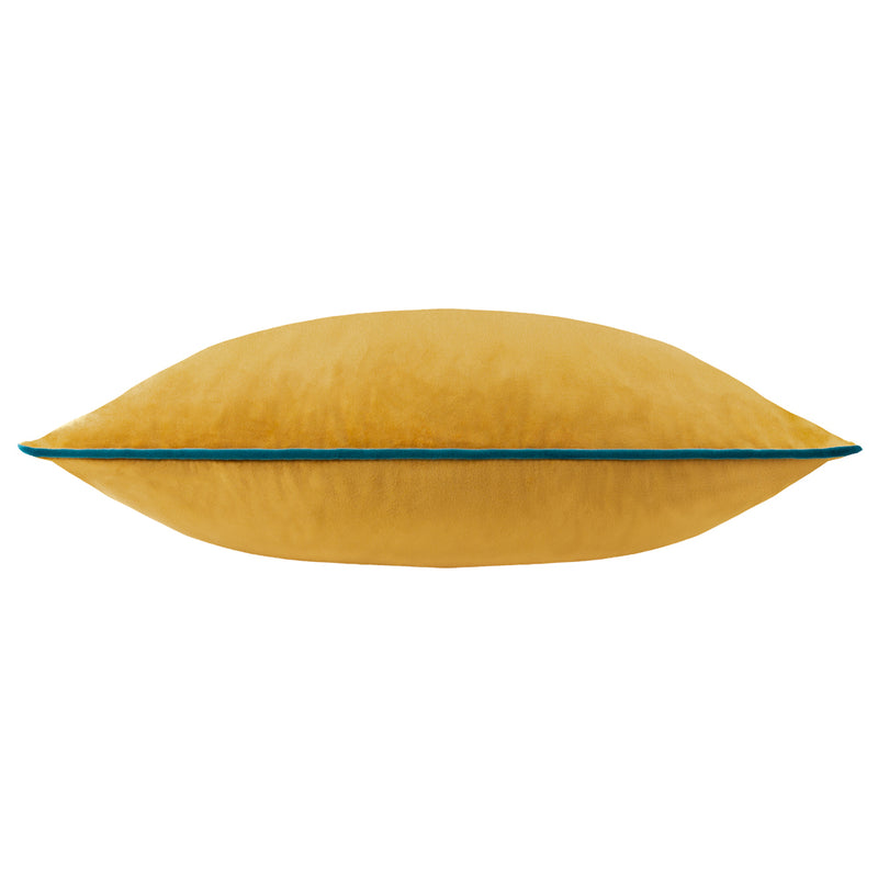Plain Blue Cushions - Meridian Velvet Cushion Cover Ochre/Teal Furn