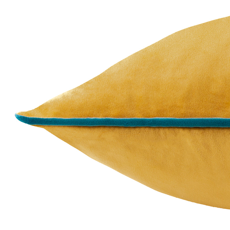 Plain Blue Cushions - Meridian Velvet Cushion Cover Ochre/Teal Furn