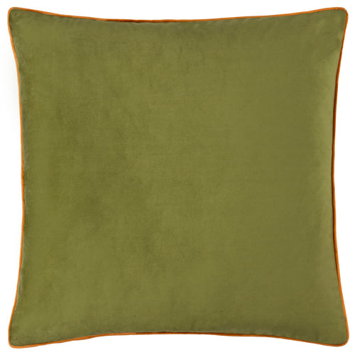 Plain Green Cushions - Meridian Velvet Cushion Cover Olive/Ginger Furn