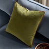 Plain Green Cushions - Meridian Velvet Cushion Cover Olive/Ginger Furn
