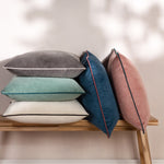 Paoletti Meridian Velvet Cushion Cover in Petrol/Blush