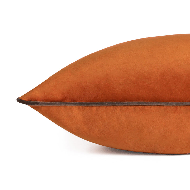 Paoletti Meridian Velvet Cushion Cover in Pumpkin/Mocha