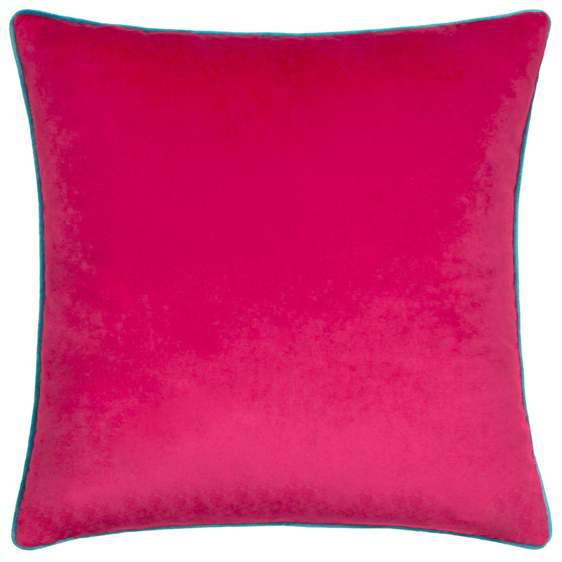 Plain Pink Cushions - Meridian Velvet Cushion Cover Raspberry/Teal Paoletti