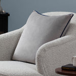 Plain Grey Cushions - Meridian Velvet Cushion Cover Silver/Navy Furn
