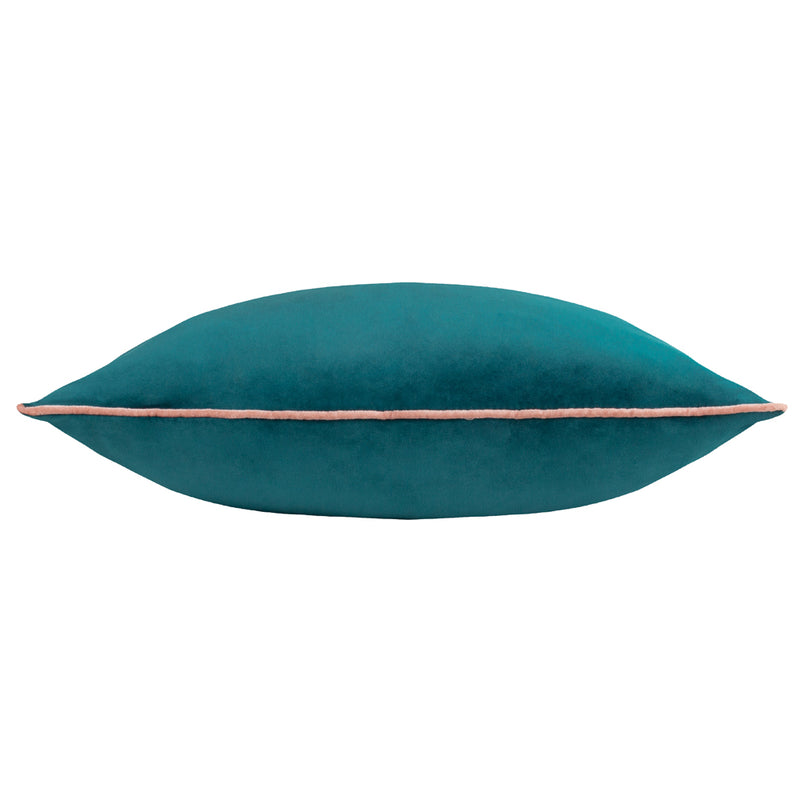 Paoletti Meridian Velvet Cushion Cover in Teal/Blush