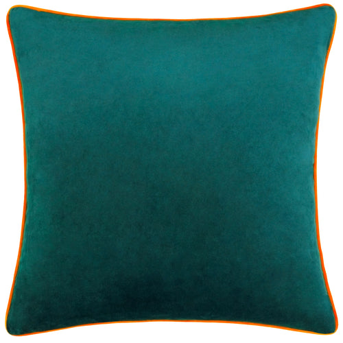 Plain Blue Cushions - Meridian Velvet Cushion Cover Teal/Clementine Paoletti