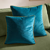 Plain Blue Cushions - Meridian Velvet Cushion Cover Teal/Ochre Furn