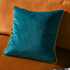 Plain Blue Cushions - Meridian Velvet Cushion Cover Teal/Ochre Furn