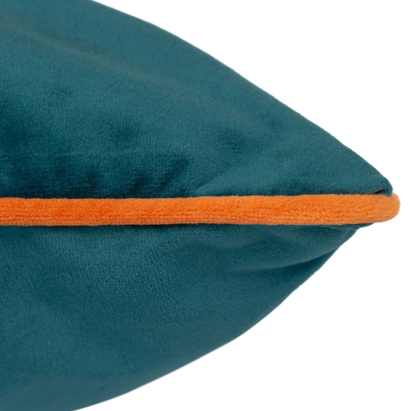 Paoletti Meridian Velvet Cushion Cover in Teal/Tiger