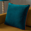 Plain Blue Cushions - Meridian Velvet Cushion Cover Teal/Tiger Paoletti