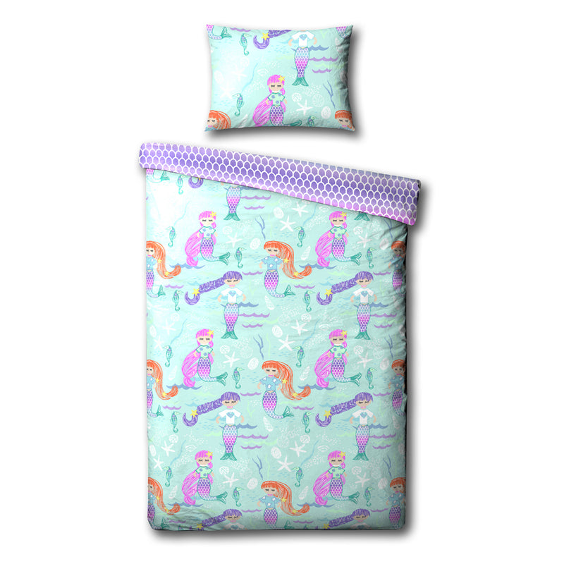 little furn. Mermaid Kids Duvet Cover Set in Blue/Purple