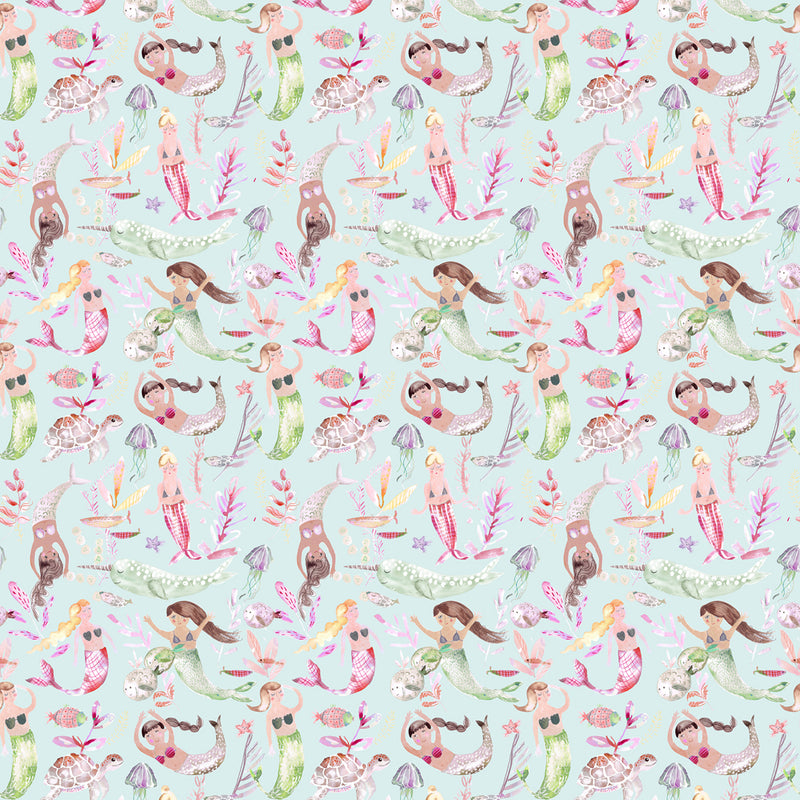 Voyage Maison Mermaid Party Printed Cotton Fabric in Dusk