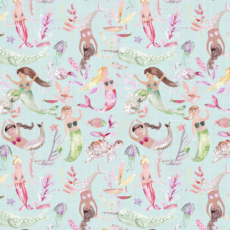 Mermaid Party Printed Fabric Sample Swatch Dusk