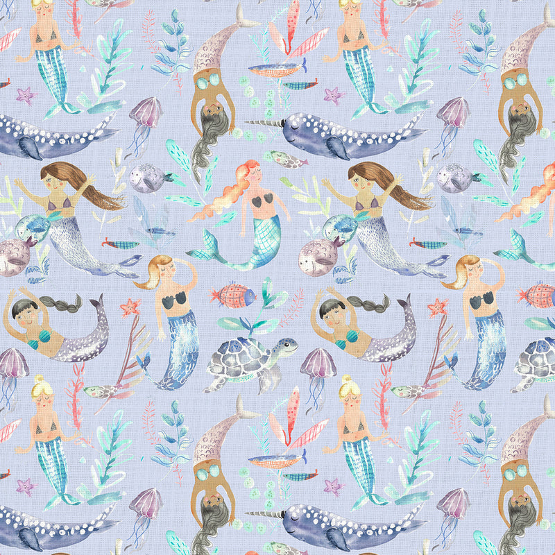 Mermaid Party Printed Fabric Sample Swatch Violet