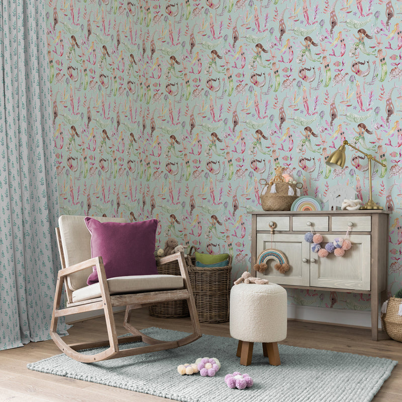 Voyage Maison Mermaid Party 1.4m Wide Width Wallpaper in Dusk