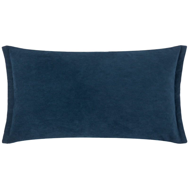 Plain Blue Cushions - Merton Rectangular Velvet Cushion Cover Indigo Yard