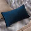 Plain Blue Cushions - Merton Rectangular Velvet Cushion Cover Indigo Yard