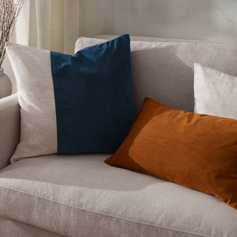 Plain Orange Cushions - Merton Rectangular Velvet Cushion Cover Pecan Yard