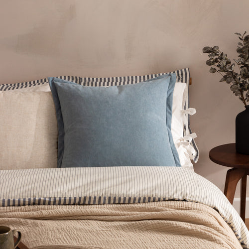 Plain Blue Cushions - Merton Square Velvet Cushion Cover Dusty Blue Yard