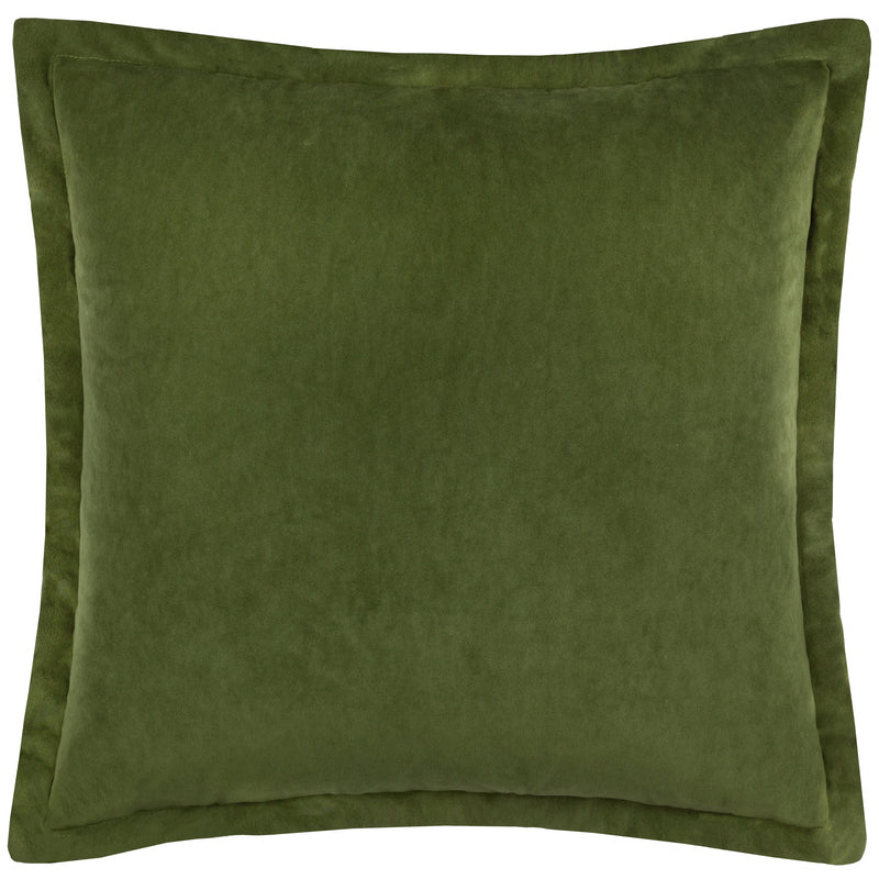 Plain Green Cushions - Merton Square Velvet Cushion Cover Olive Oil Yard