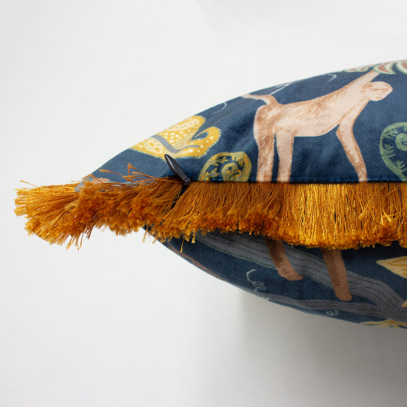 furn. Monkey Forest Jungle Cushion Cover in Midnight Blue