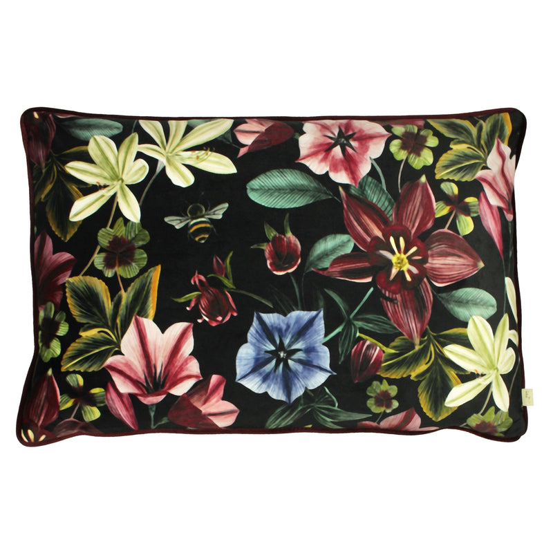 Plain Red Cushions - Midnight Garden Floral Rectangular Cushion Cover Shiraz Evans Lichfield