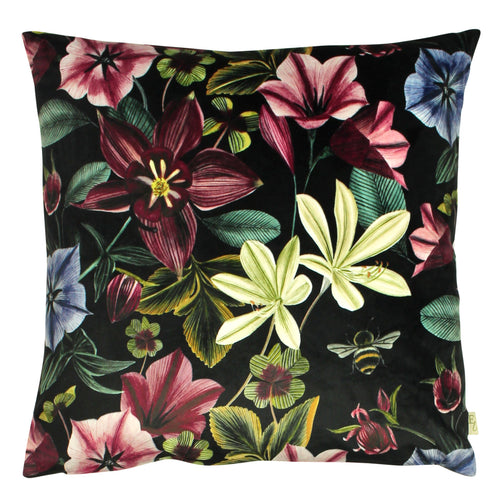 Plain Red Cushions - Midnight Garden Floral Square Cushion Cover Shiraz Evans Lichfield