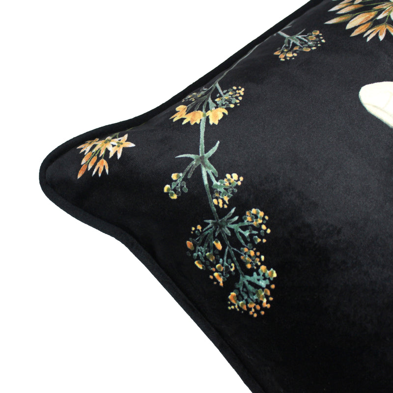 Animal Black Cushions - Midnight Garden Bee Cushion Cover Black Evans Lichfield