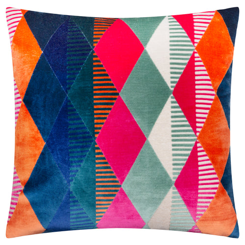 Geometric Multi Cushions - Metro Harlequin Velvet Feather Filled Cushion Multicolour Furn