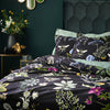 Wylder Midnight Bee Floral Velvet Duvet Cover Set in Black