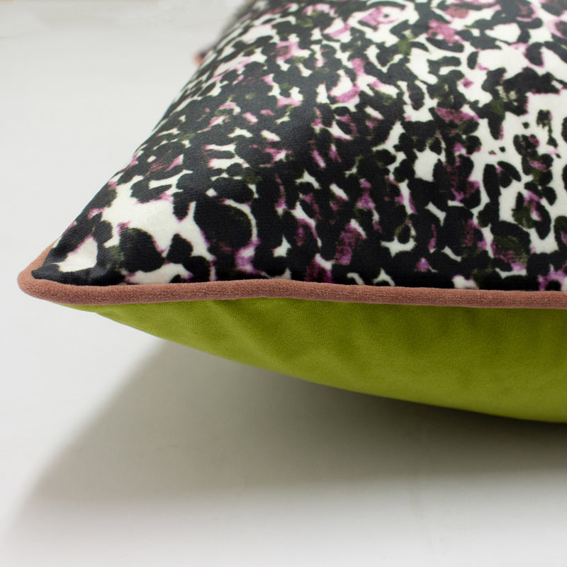 furn. Mika Leopard Cushion Cover in Rose Pink/Green