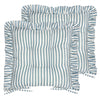 Striped Blue Cushions - Millie Ruffle 2 Pack Indoor/Outdoor Seat Pads Blue Wylder