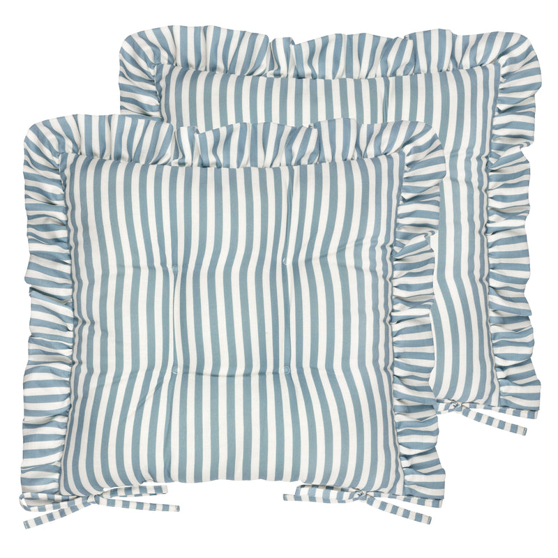  Cushions - Millie Ruffle 2 Pack Seat Pads Blue Wylder