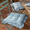 Striped Blue Cushions - Millie Ruffle 2 Pack Indoor/Outdoor Seat Pads Blue Wylder