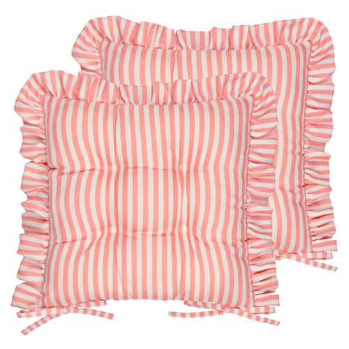 Striped Pink Cushions - Millie Ruffle 2 Pack Indoor/Outdoor Seat Pads Pink Wylder