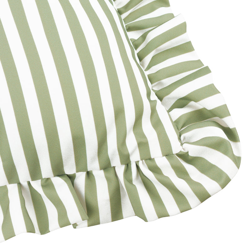 Cushions - Millie Ruffle Striped Outdoor Cushion Cover Green Wylder