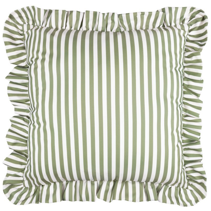  Cushions - Millie Ruffle Striped Outdoor Cushion Cover Green Wylder