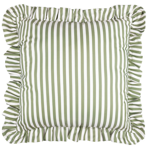 Striped Green Cushions - Millie Ruffle Striped Outdoor Cushion Cover Green Wylder