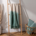 furn. Mizu Dip Dye Fringed Throw in Eucalyptus