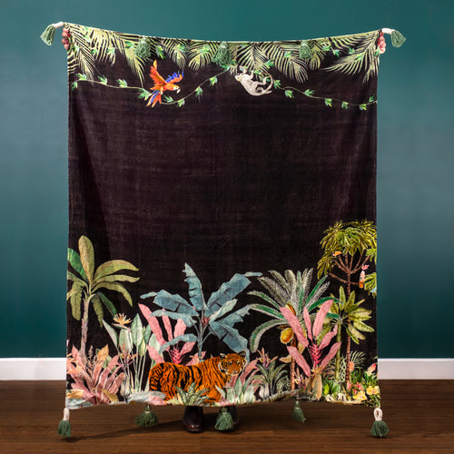 Wylder Midnight Jungle Throw in Noir