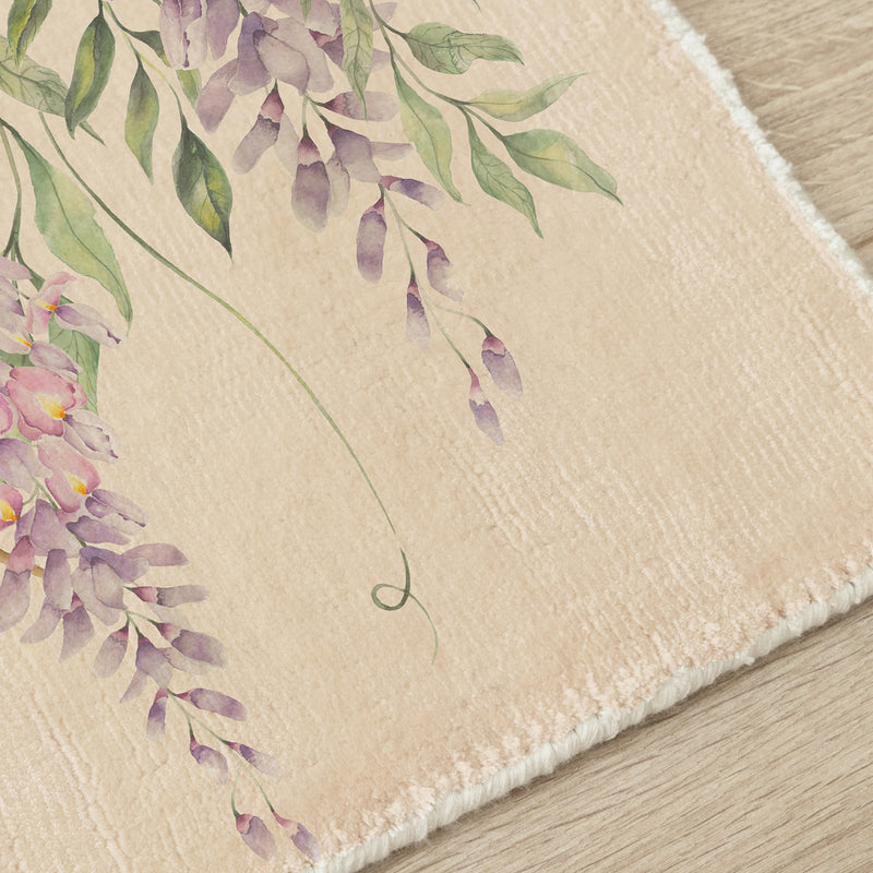 Floral Purple Rugs - Mariposa Meadows Printed  Rug Mauve Voyage Maison