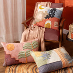 Abstract Pink Cushions - Moloko Embroidered Cushion Cover Pink Sunset furn.