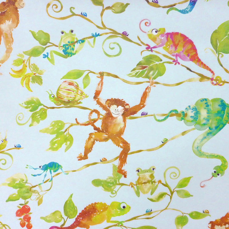 Voyage Maison Monkey Business 1.4m Wide Width Wallpaper in Blue