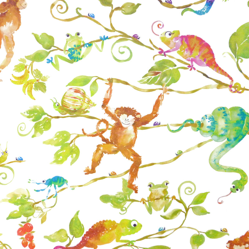 Voyage Maison Monkey Business 1.4m Wide Width Wallpaper in White