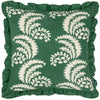 Paoletti Montrose Floral Pleat Fringe Cushion Cover in Bottle Green