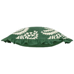 Paoletti Montrose Floral Pleat Fringe Cushion Cover in Bottle Green