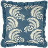 Paoletti Montrose Floral Pleat Fringe Cushion Cover in French Blue